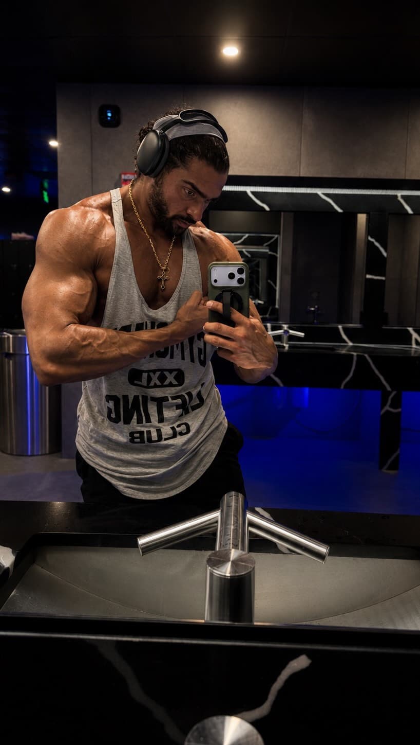 Between sets — face in frame